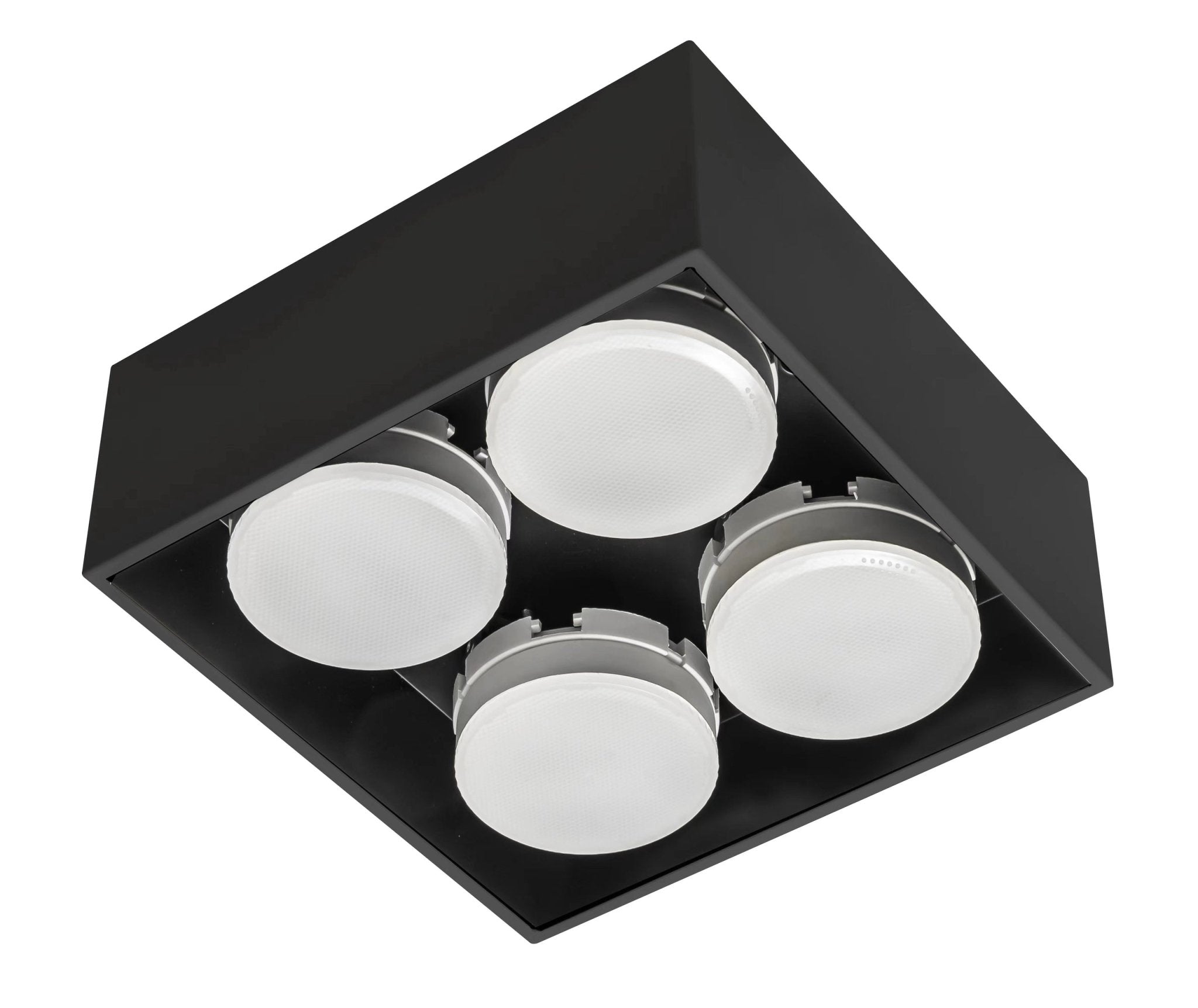LED's Light Cube LED Plafondlamp - 4 lichtpunten - Draaibaar licht - Staal - 20 x 20 cm - Zwart Plafondlampen LED.nl