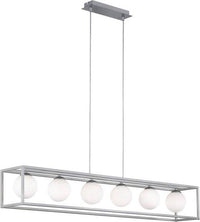 Deko-Hängelampe Esszimmer mit 6 Lichtpunkten – Höhenverstellbar – LED-Lampen inklusive – Silber - lidstore.shop