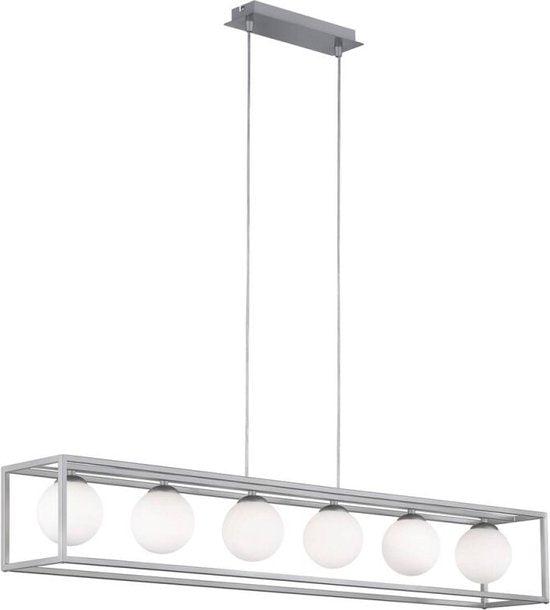 Deko-Hängelampe Esszimmer mit 6 Lichtpunkten – Höhenverstellbar – LED-Lampen inklusive – Silber - lidstore.shop