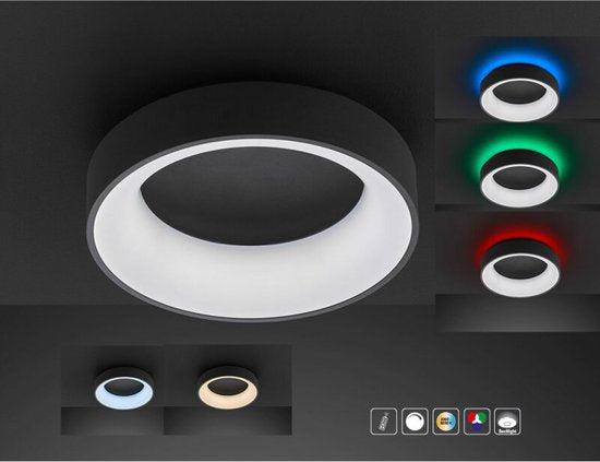 Deco Ceiling lamp black Ø 45 cm with remote control - Dimmable white light - Background lighting - LED.nl