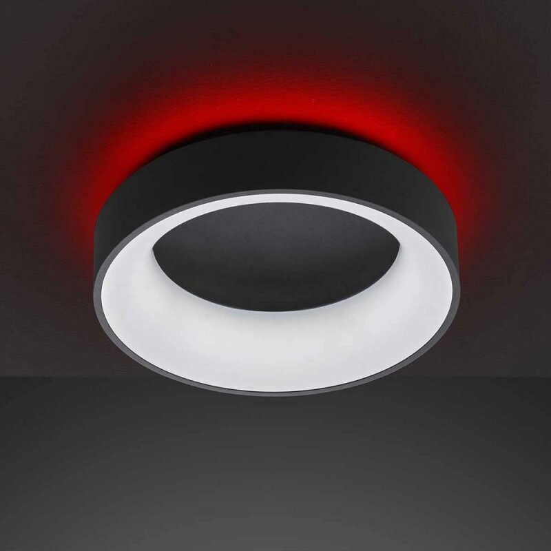 Deco Plafondlamp zwart Ø 45 cm met afstandsbediening - Dimbaar wit licht - Achtergrondverlichting Plafondlampen LED.nl