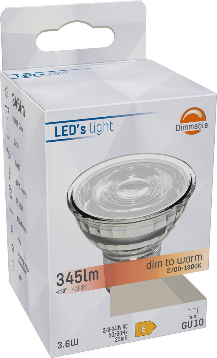 Dimbare GU10 LED Spot - Dimbaar naar extra warm wit licht - 345 lm Dimbare spotjes LED.nl