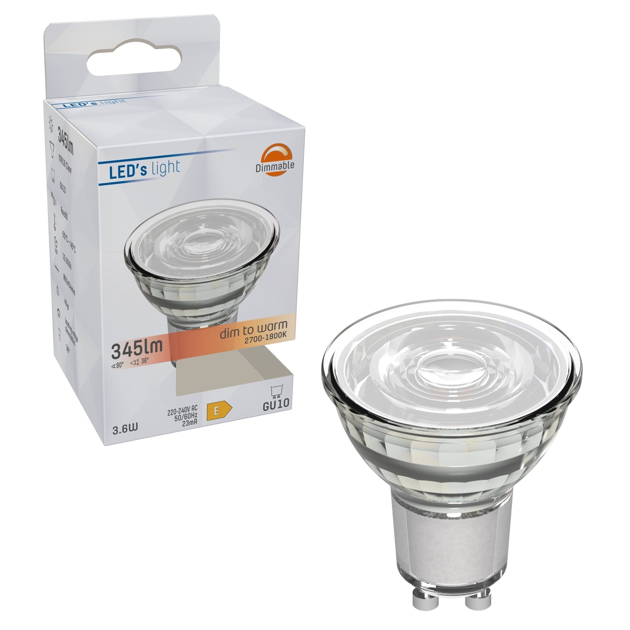 Dimbare GU10 LED Spot - Dimbaar naar extra warm wit licht - 345 lm Dimbare spotjes LED.nl
