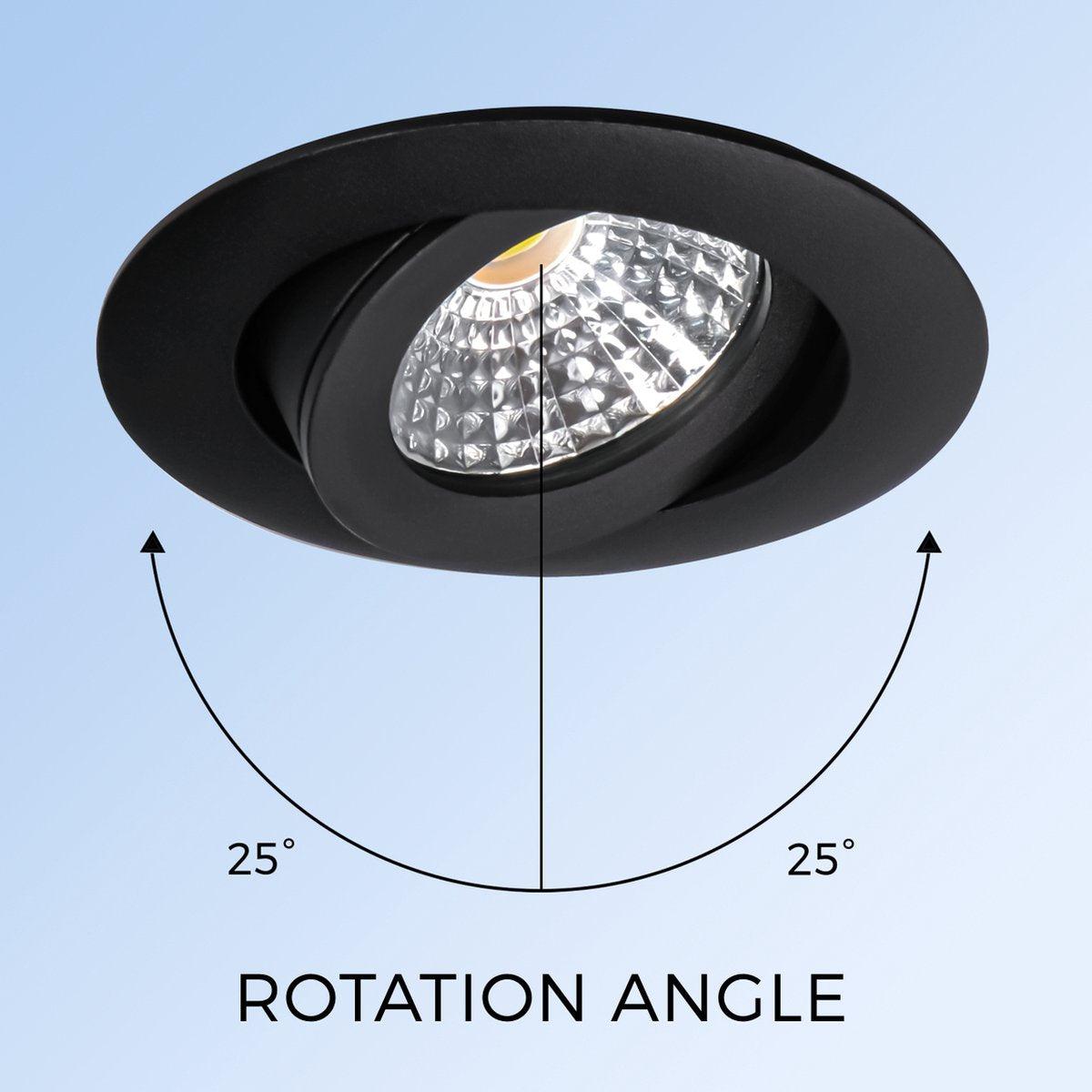 6 PACK - LED's Light Pro LED Inbouwspot Zwart - DimToWarm - Ø 68mm - Kantelbaar - Warm wit licht - CRI95- Dimbaar Inbouwspots LED.nl