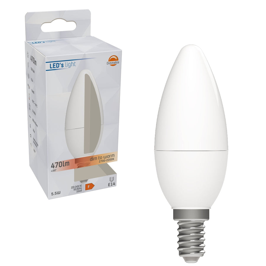 Dimmable E14 LED candle lamp - Dimmable to extra warm white - 1 lamp - LED.nl
