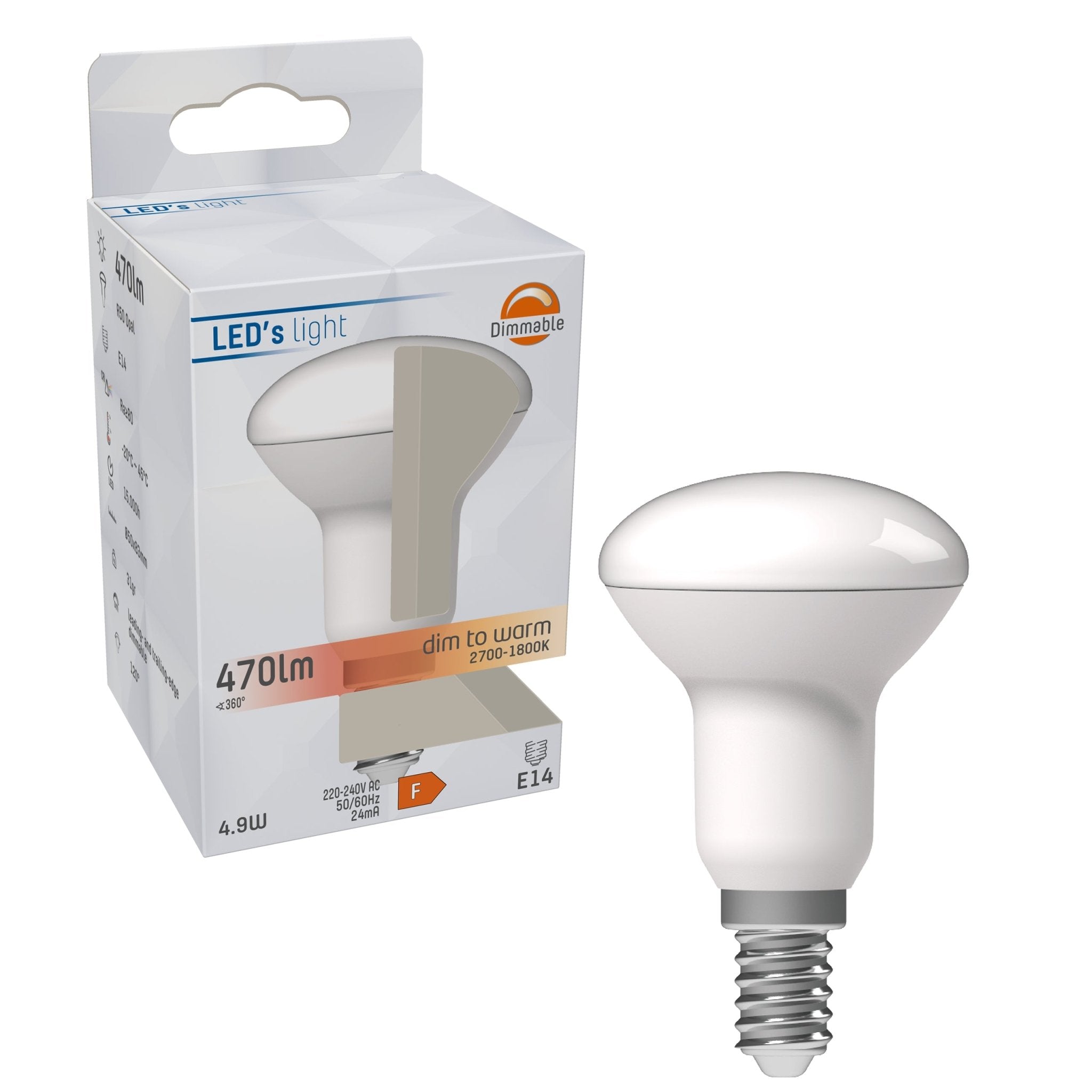 Dimbare E14 LED Lamp E14 - R50 - Dimbaar warm wit licht - 470 lm Dimbare reflectorlampen LED.nl