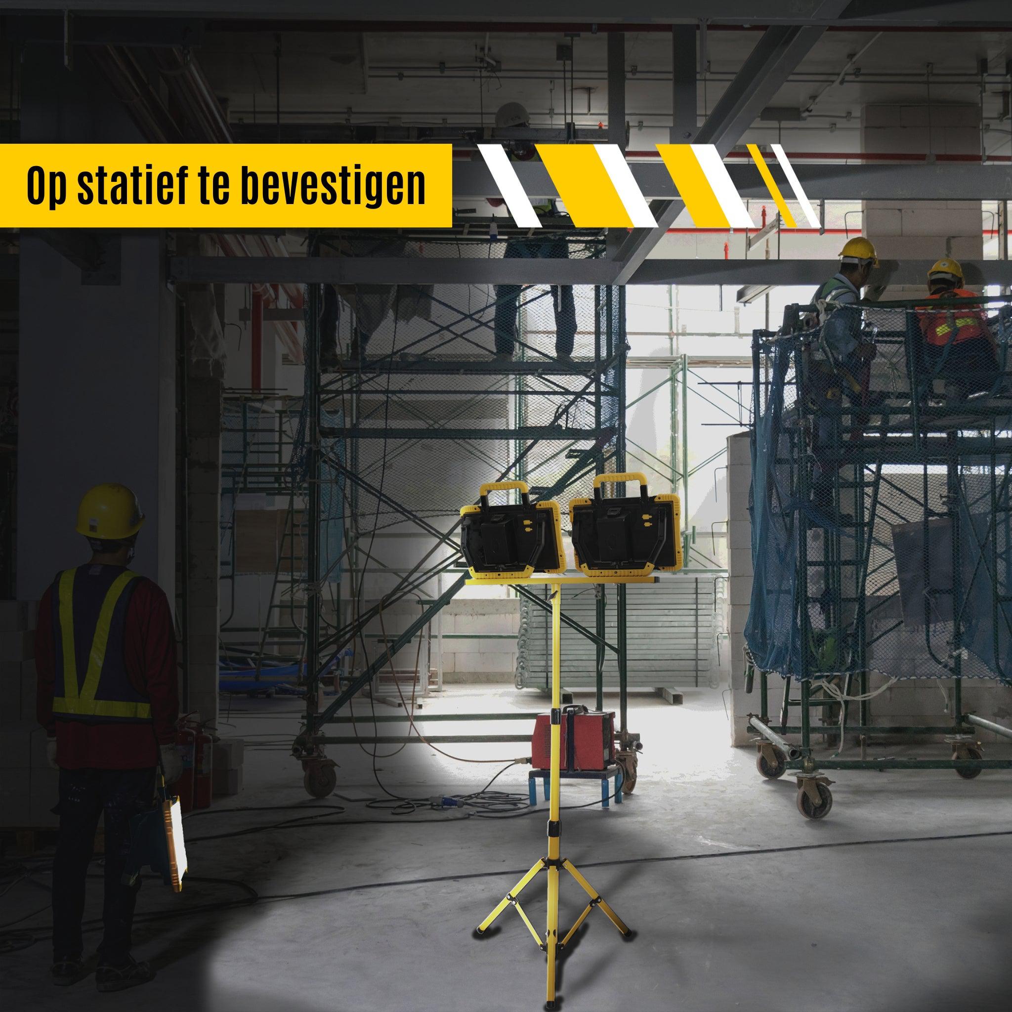 LED's Work Draadloze LED Bouwlamp 5200 - Werkt op accu's van Makita, Bosch, Dewalt, Milwaukee, Metabo – IP54 Bouwlampen LED.nl