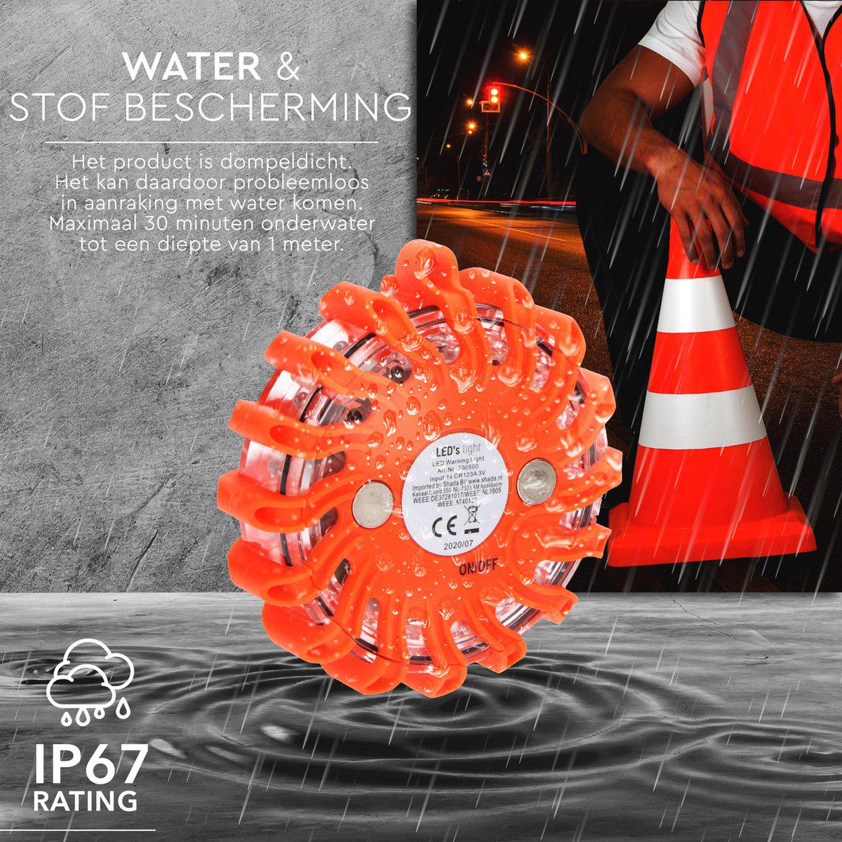 LED's Light Draadloze LED Zwaailamp op Batterijen - 9 standen - Magnetisch & Waterdicht - Rood Noodverlichting LED.nl