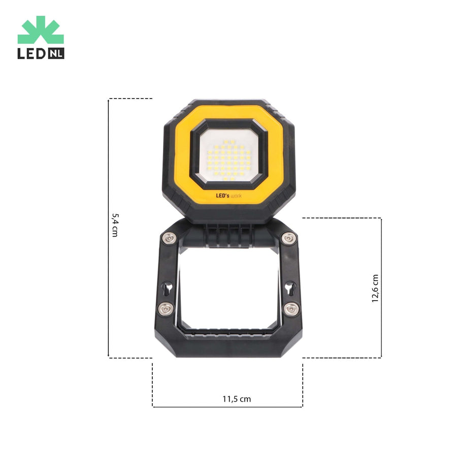LED's Work Portable LED Construction Lamp 750 - Rechargeable with battery - Dimmable in 3 settings - IP54 - LED.nl