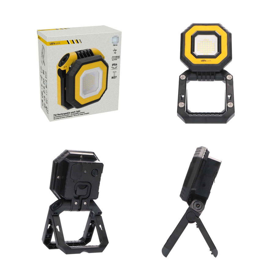 LED's Work Portable LED Construction Lamp 750 - Rechargeable with battery - Dimmable in 3 settings - IP54 - LED.nl