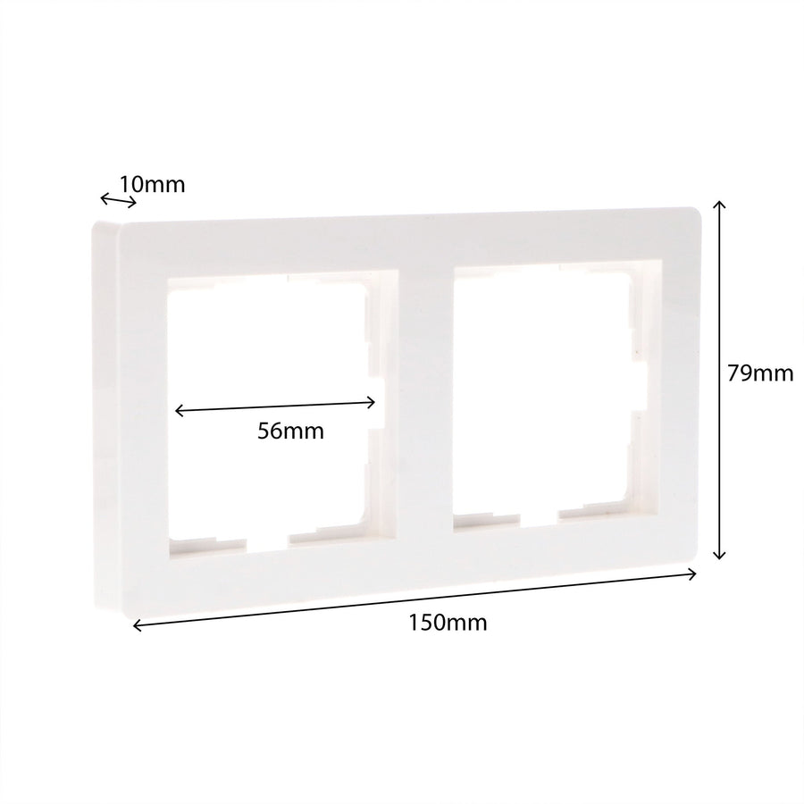 Dubbelframe voor wandcontactdoos - Universeel - 55 x 55 mm - Wit Stekkers LED.nl