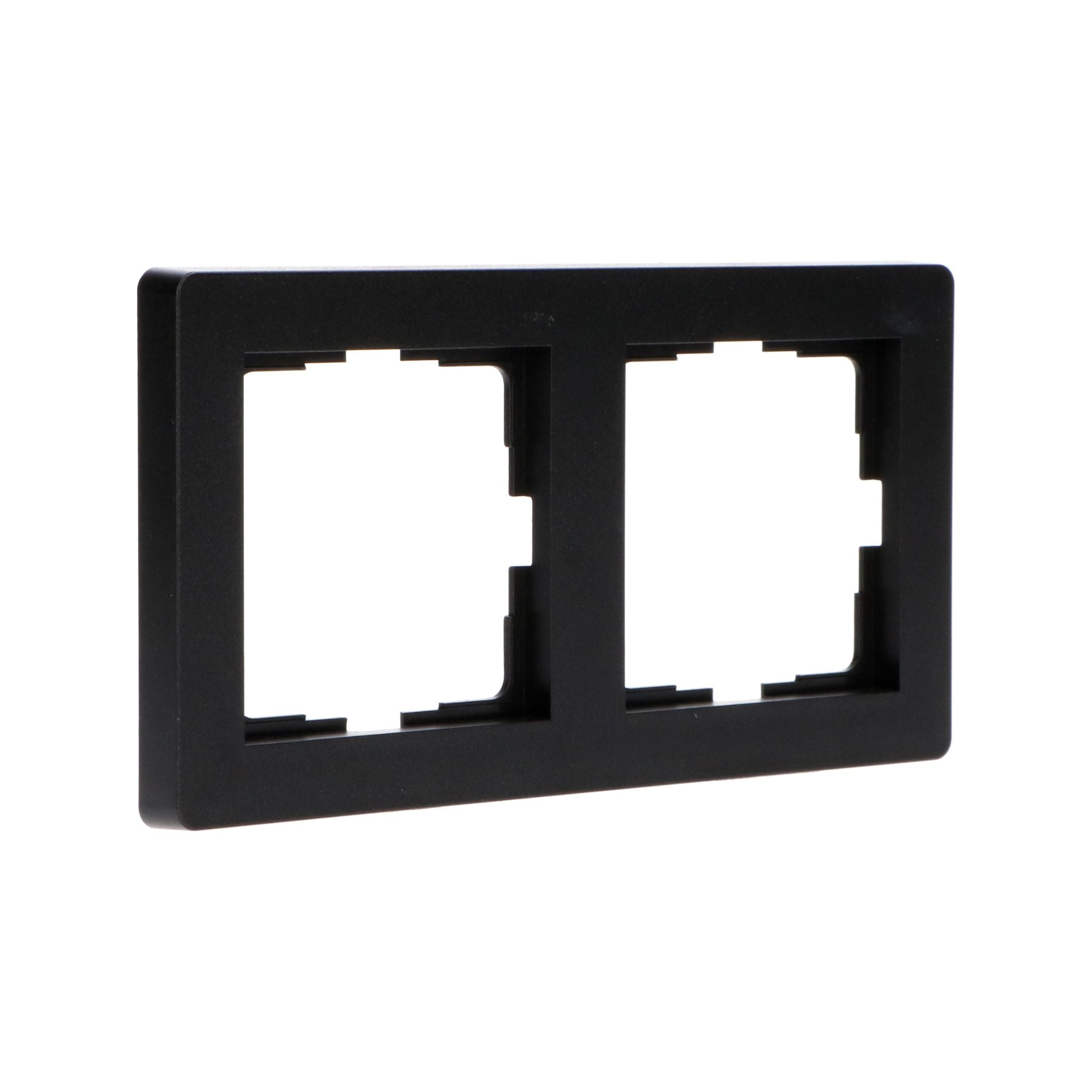 Dubbelframe voor wandcontactdoos - Universeel - 55 x 55 mm - Zwart Stekkers LED.nl