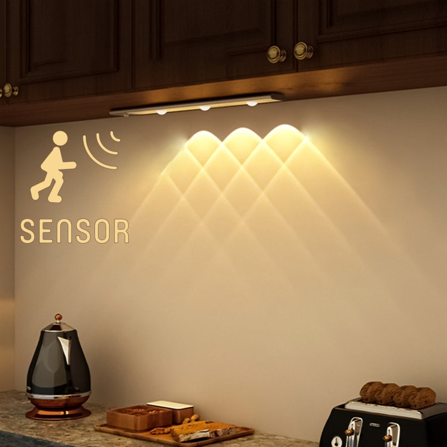 LED-Unterbauleuchte EasyFix mit Bewegungssensor – RGB-Funktion – 3 Lichtpunkte – kabellos und wiederaufladbar – 35 cm - lidstore.shop