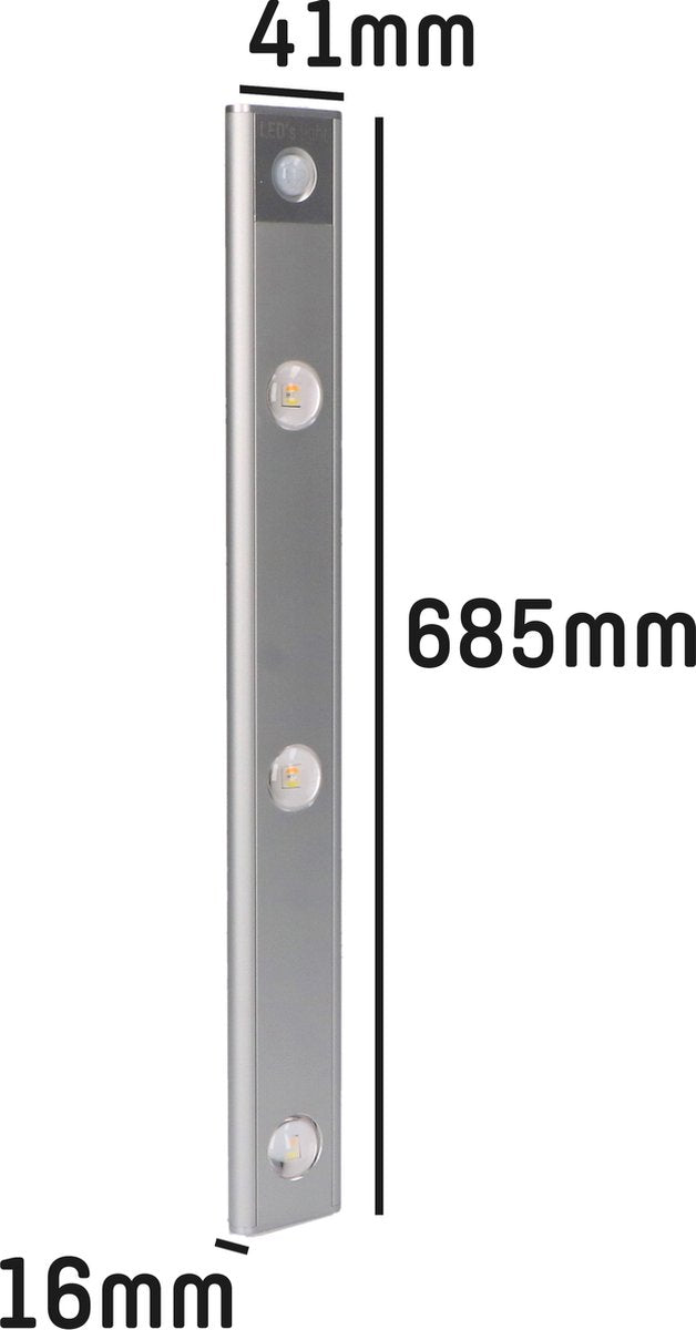 LED's Light EasyFix Schrankbeleuchtung mit Bewegungsmelder - RGB-Funktion - 6 Lichtpunkte - Kabellos und wiederaufladbar - 68,5 cm - lidstore.shop