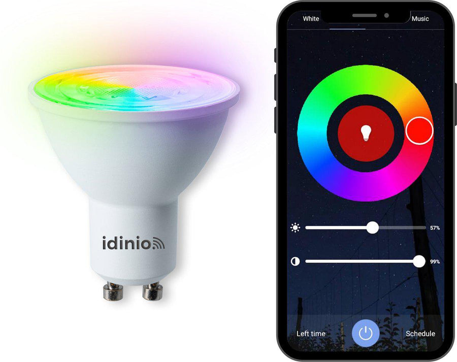 IDINIO Smart LED Spot GU10 - White &amp; Color - Dimmable - Controllable with App  - LED.nl