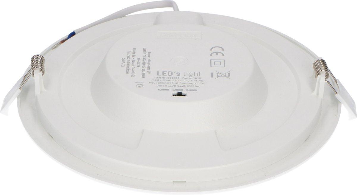 LED's Light Inbouw/Opbouw LED Plafondlamp 15W 1500lm CCT 3000K/4000K/6000K – Zaagmaat Ø 200mm – Wit – Dimbaar Plafondlampen LED.nl