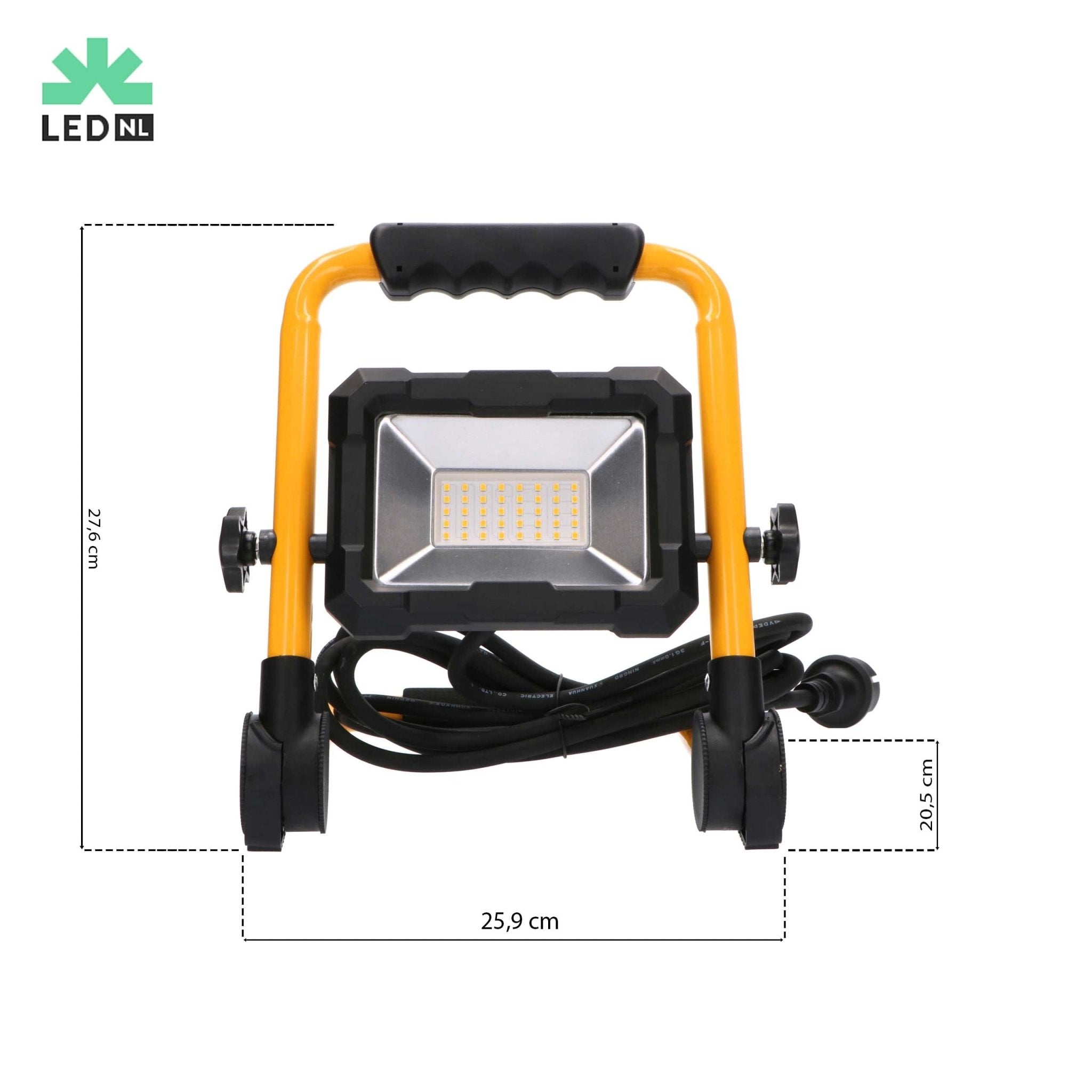 LED's Work Bouwlamp 3300 - Inklapbaar & Kantelbaar - 3 meter snoer - IP65 - 30W Bouwlampen LED.nl