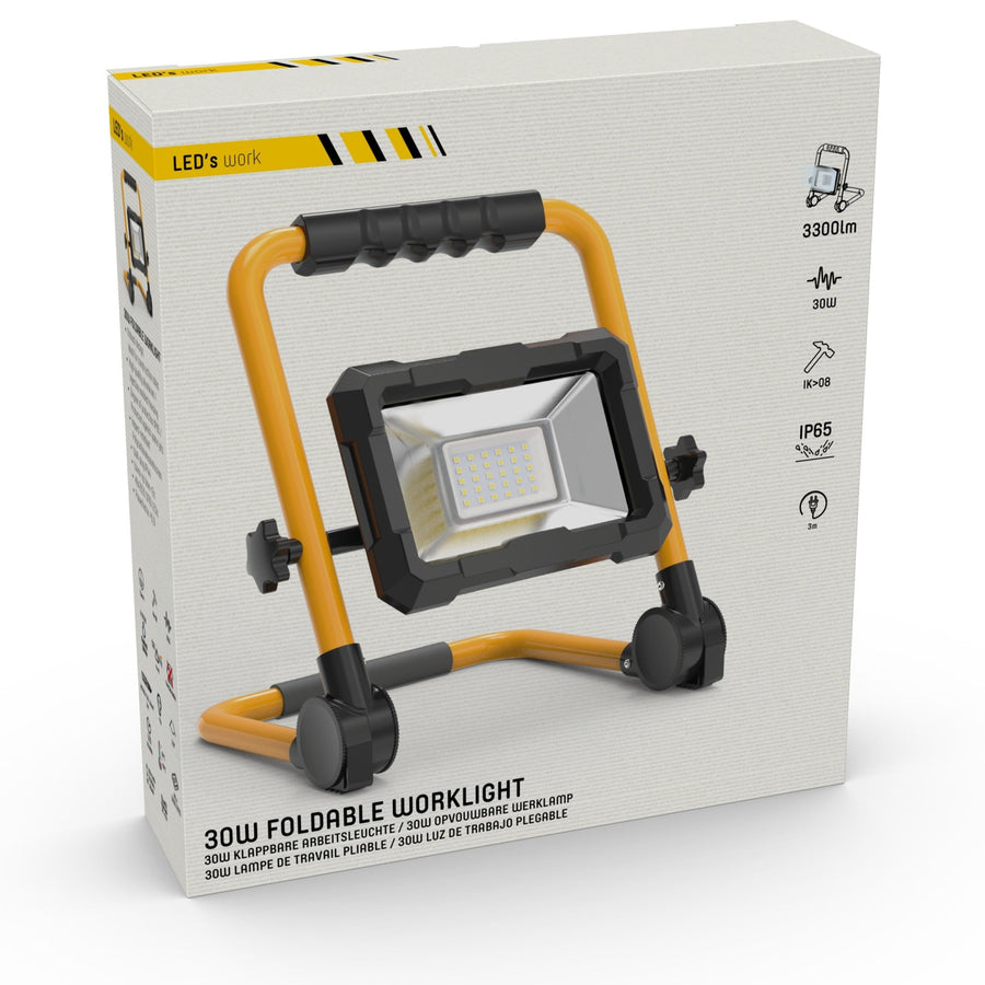 LED-Arbeitsleuchte 3300 – faltbar und neigbar – 3 Meter Kabel – IP65 – 30 W - lidstore.shop