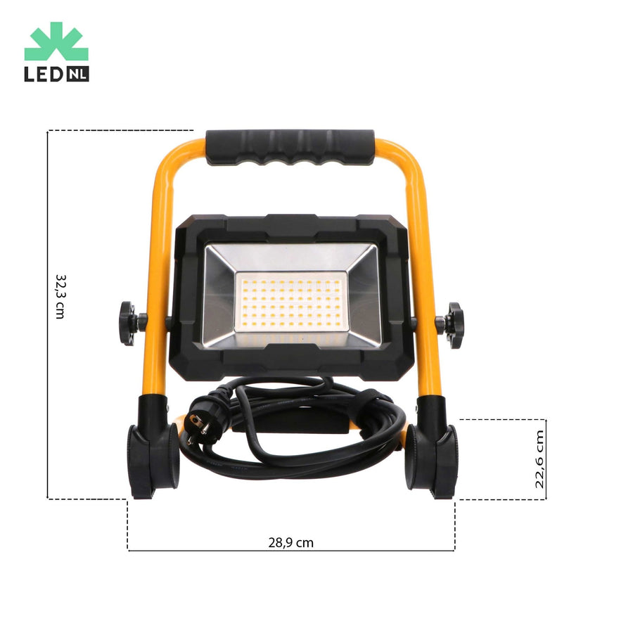 LED's Work Construction Lamp 5500 - Foldable &amp; Tiltable - 3 meter cord - IP65 - 30W - LED.nl