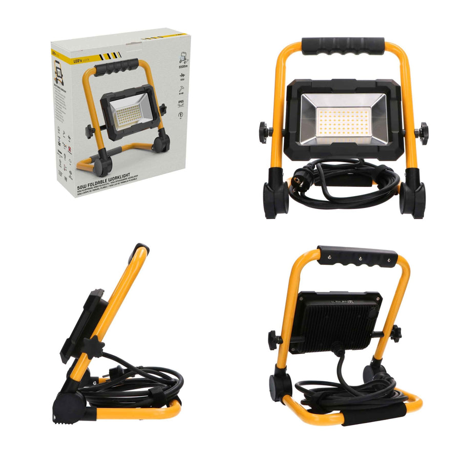 LED's Work Construction Lamp 5500 - Foldable &amp; Tiltable - 3 meter cord - IP65 - 30W - LED.nl