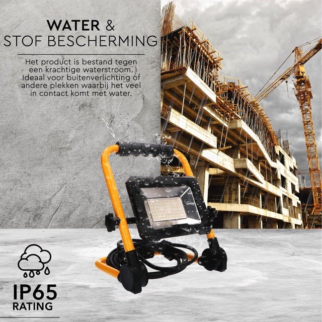 LED's Work Construction Lamp 5500 - Foldable &amp; Tiltable - 3 meter cord - IP65 - 30W - LED.nl