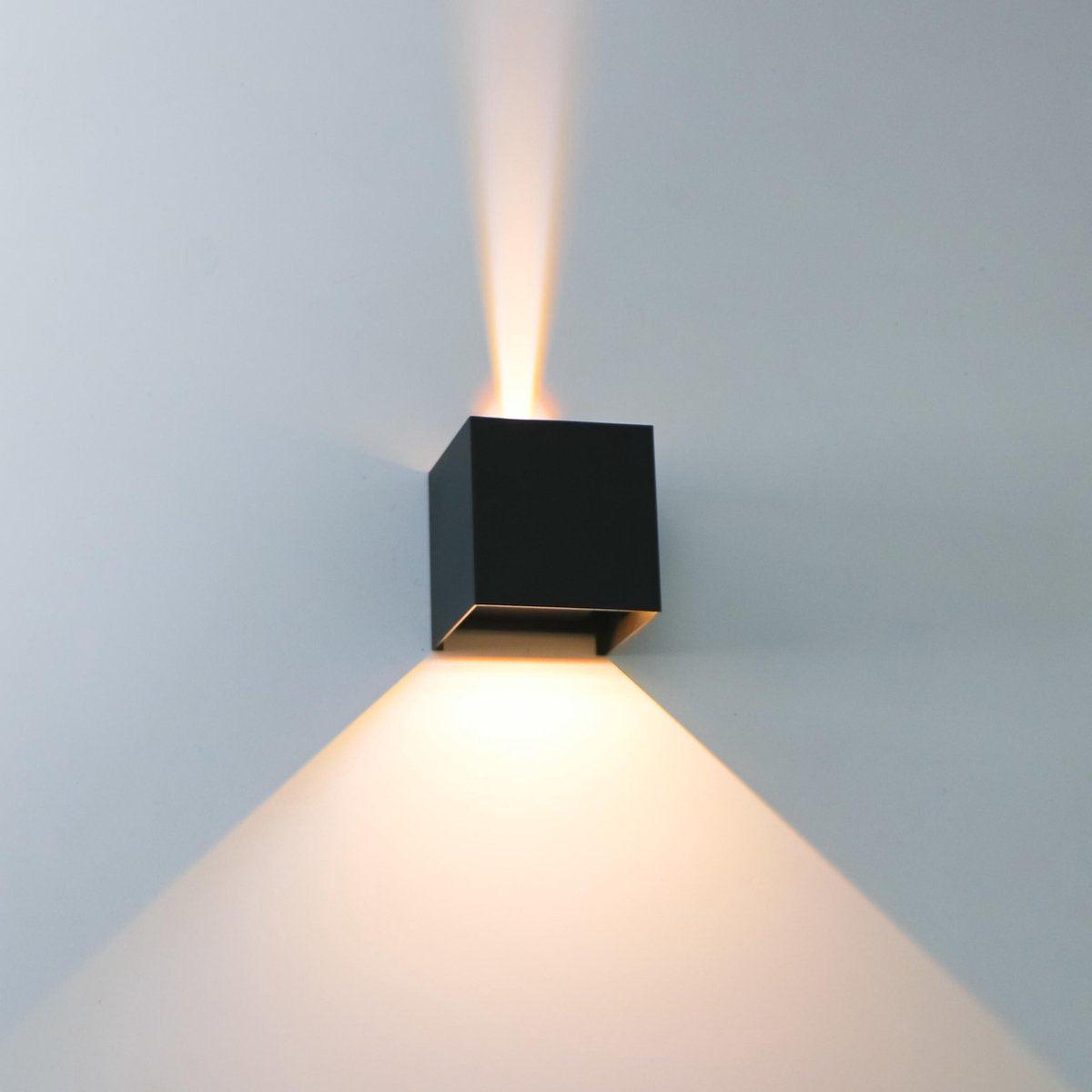 LED's Light Kubus LED Wandlamp buiten - 2 lichts - Dimbaar en instelbare lichtkleur - IP65 Waterdicht - Zwart Wandlampen LED.nl