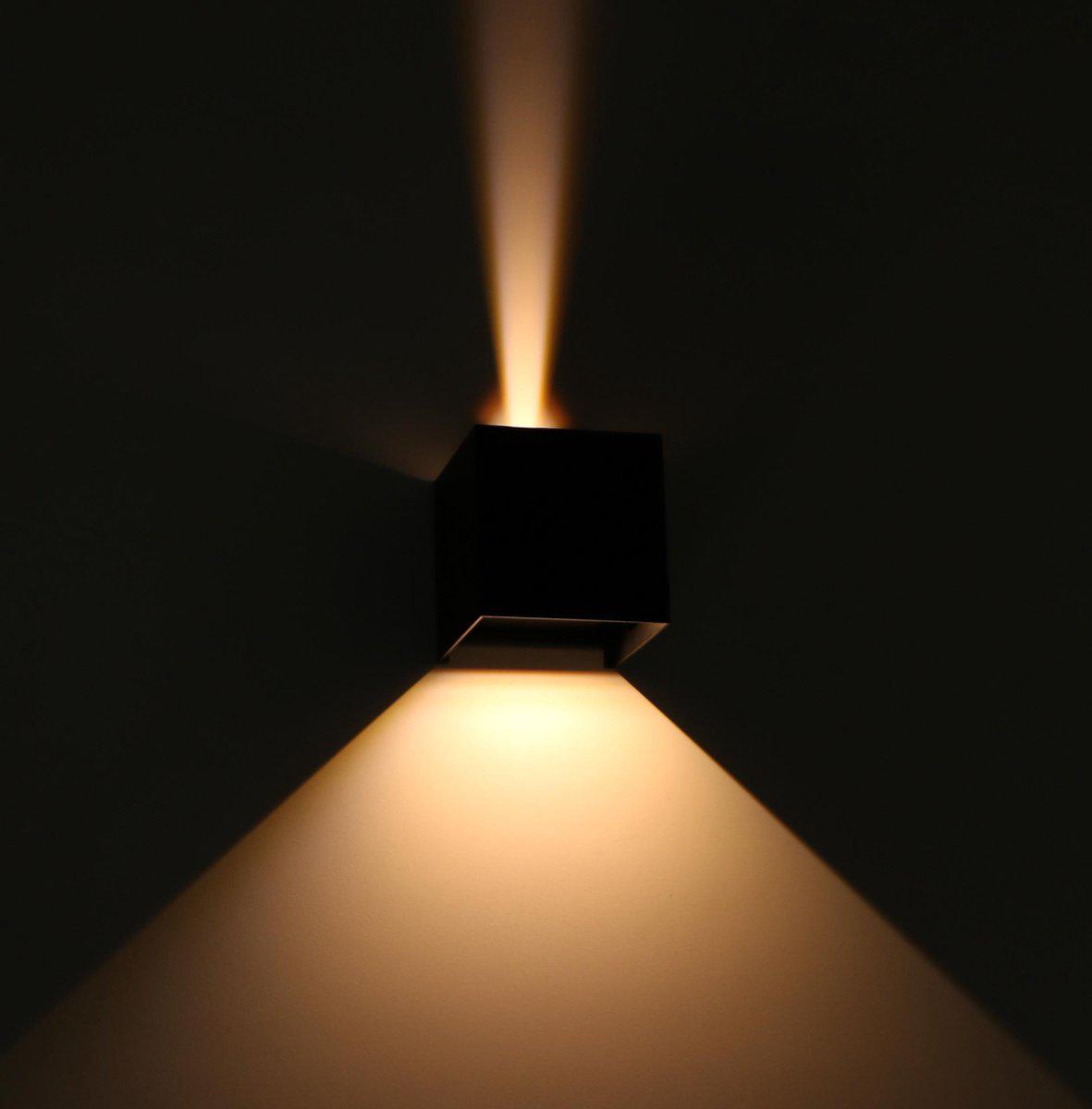 LED's Light Kubus LED Wandlamp buiten - 2 lichts - Dimbaar en instelbare lichtkleur - IP65 Waterdicht - Zwart Wandlampen LED.nl