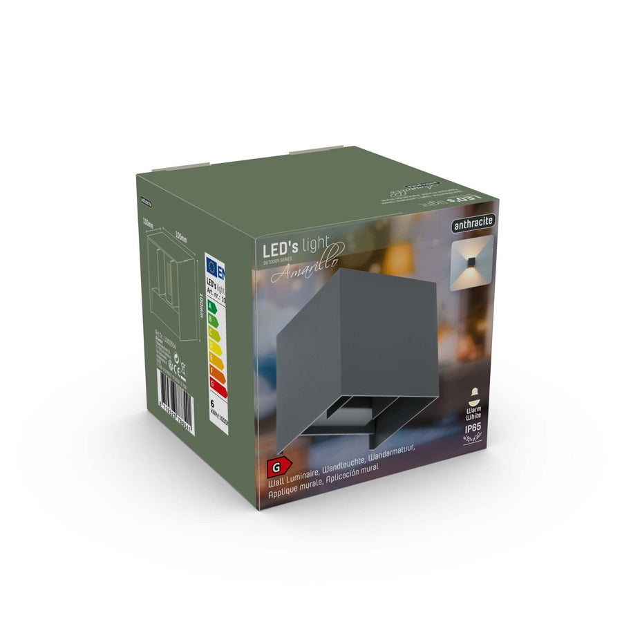 LED-Lichtwürfel-LED-Außenwandleuchte – Auf- und Abwärtslicht – IP65 – Anthrazit - lidstore.shop