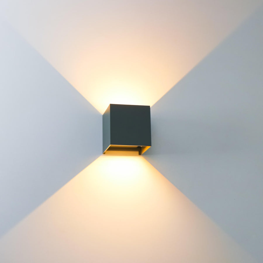 LED-Lichtwürfel-LED-Außenwandleuchte – Auf- und Abwärtslicht – IP65 – Anthrazit - lidstore.shop