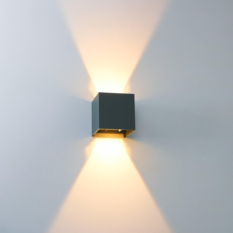 LED-Lichtwürfel-LED-Außenwandleuchte – Auf- und Abwärtslicht – IP65 – Anthrazit - lidstore.shop