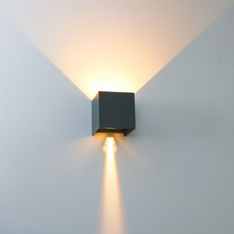 LED-Lichtwürfel-LED-Außenwandleuchte – Auf- und Abwärtslicht – IP65 – Anthrazit - lidstore.shop