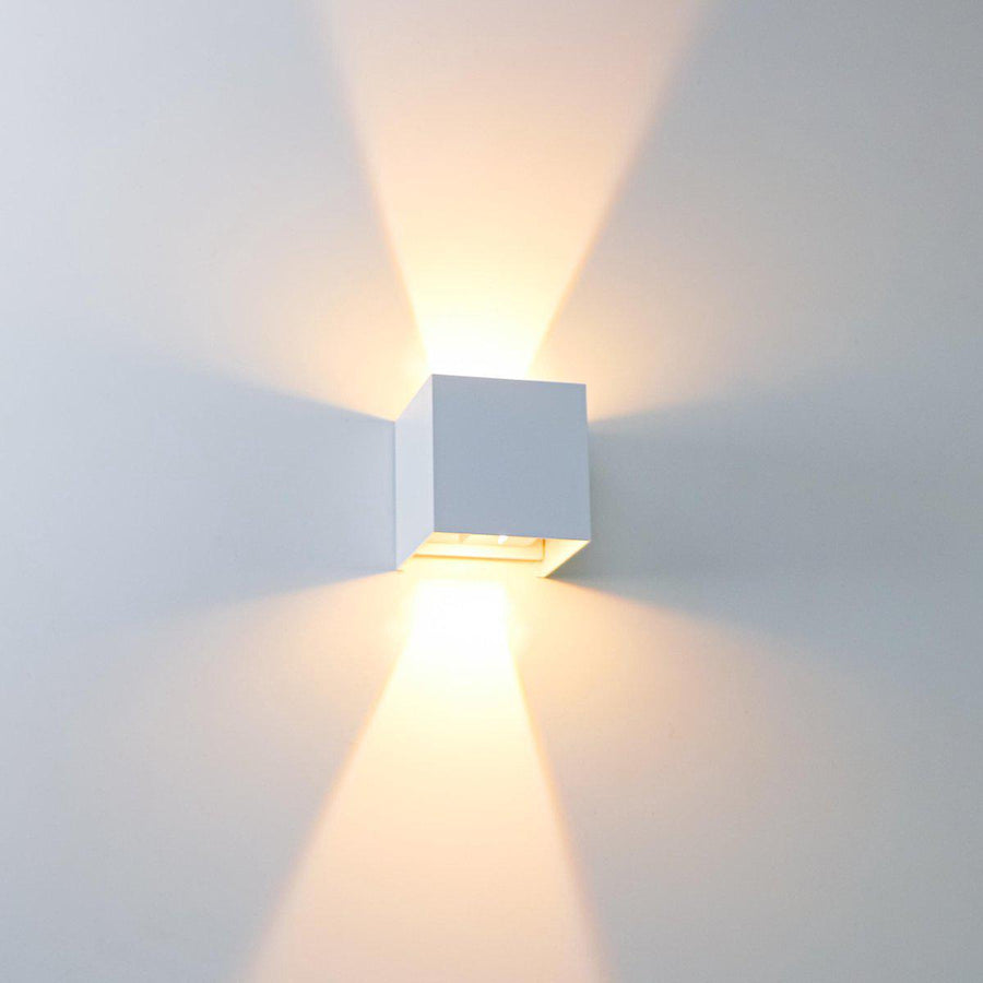 LED-Lichtwürfel-LED-Außenwandleuchte – Auf- und Abwärtslicht – IP65 – Weiß - lidstore.shop