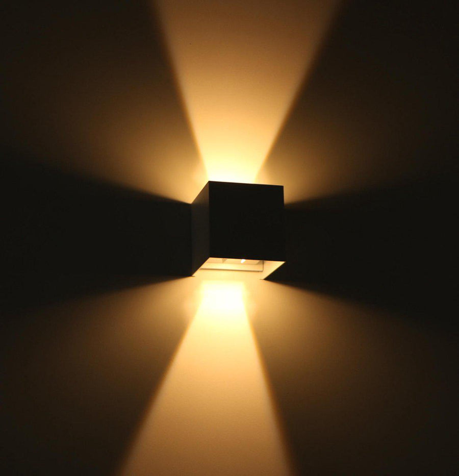 LED-Lichtwürfel-LED-Außenwandleuchte – Auf- und Abwärtslicht – IP65 – Weiß - lidstore.shop