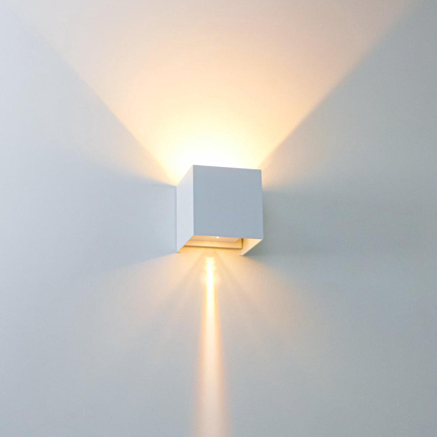 LED-Lichtwürfel-LED-Außenwandleuchte – Auf- und Abwärtslicht – IP65 – Weiß - lidstore.shop