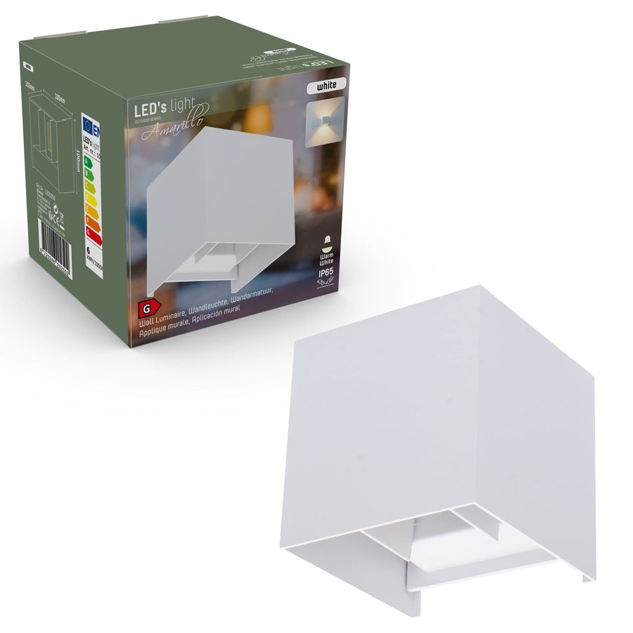 LED-Lichtwürfel-LED-Außenwandleuchte – Auf- und Abwärtslicht – IP65 – Weiß - lidstore.shop