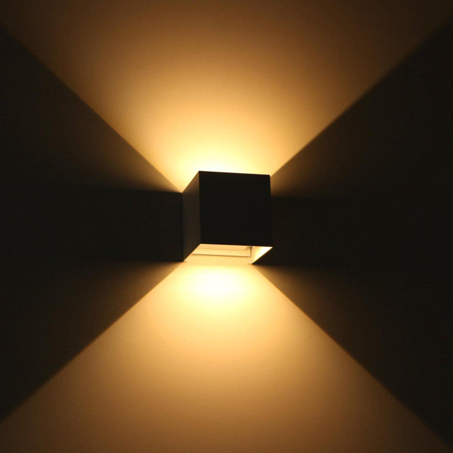 LED-Lichtwürfel-LED-Außenwandleuchte – Auf- und Abwärtslicht – IP65 – Weiß - lidstore.shop