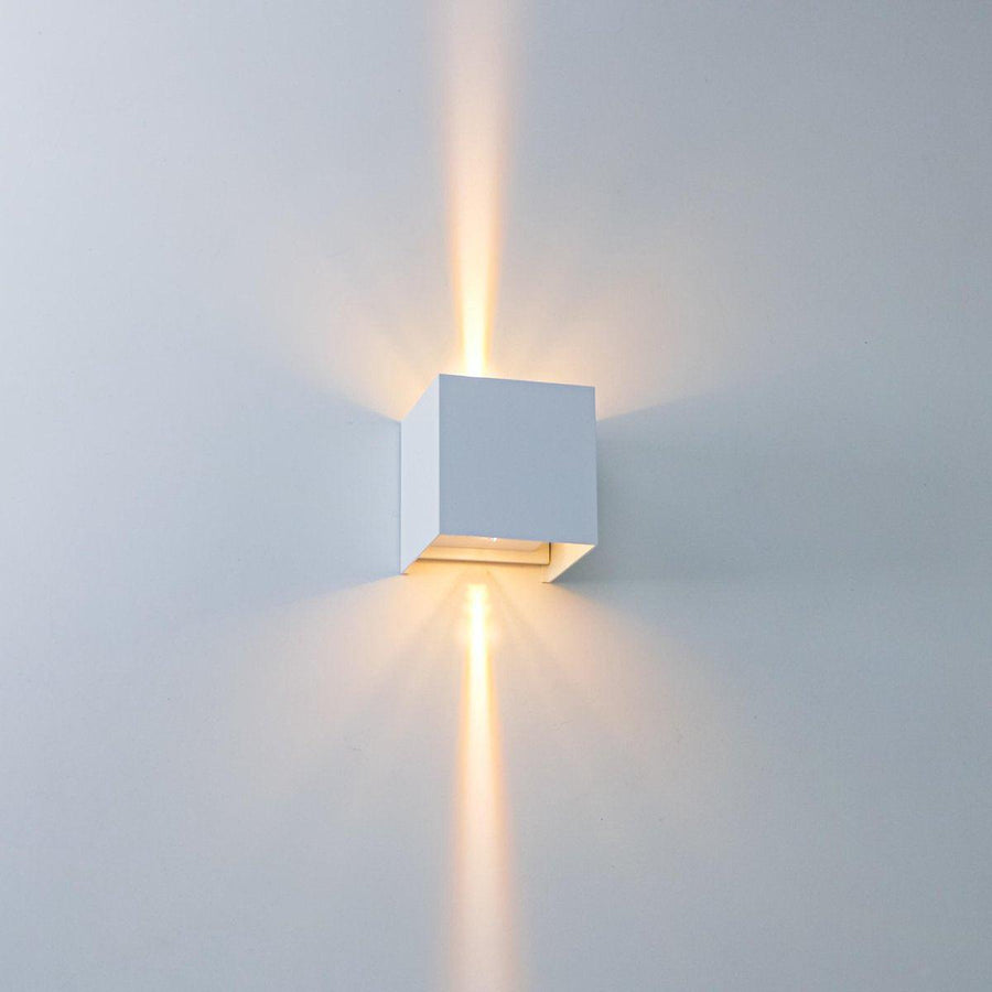 LED-Lichtwürfel-LED-Außenwandleuchte – Auf- und Abwärtslicht – IP65 – Weiß - lidstore.shop