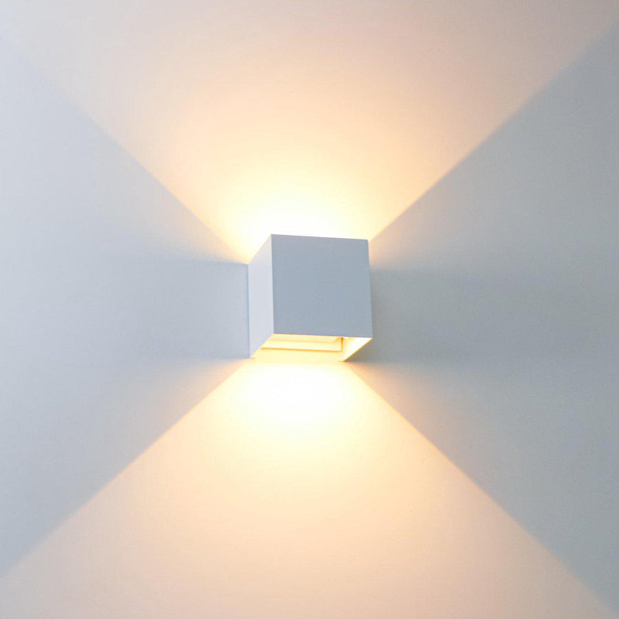 LED-Lichtwürfel-LED-Außenwandleuchte – Auf- und Abwärtslicht – IP65 – Weiß - lidstore.shop