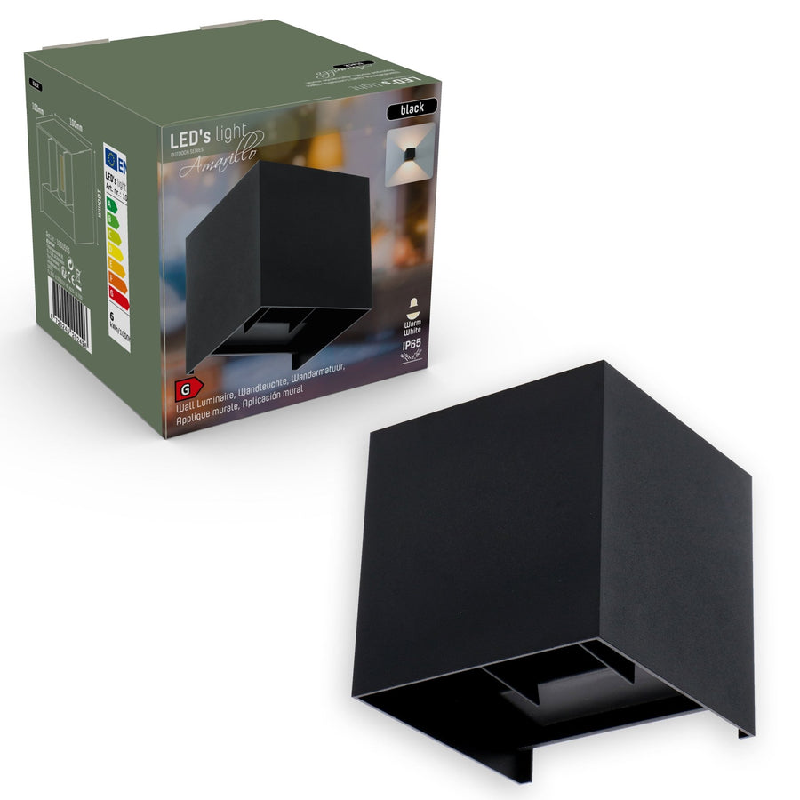 LED-Lichtwürfel-LED-Außenwandleuchte – Auf- und Abwärtslicht – IP65 – Schwarz - lidstore.shop