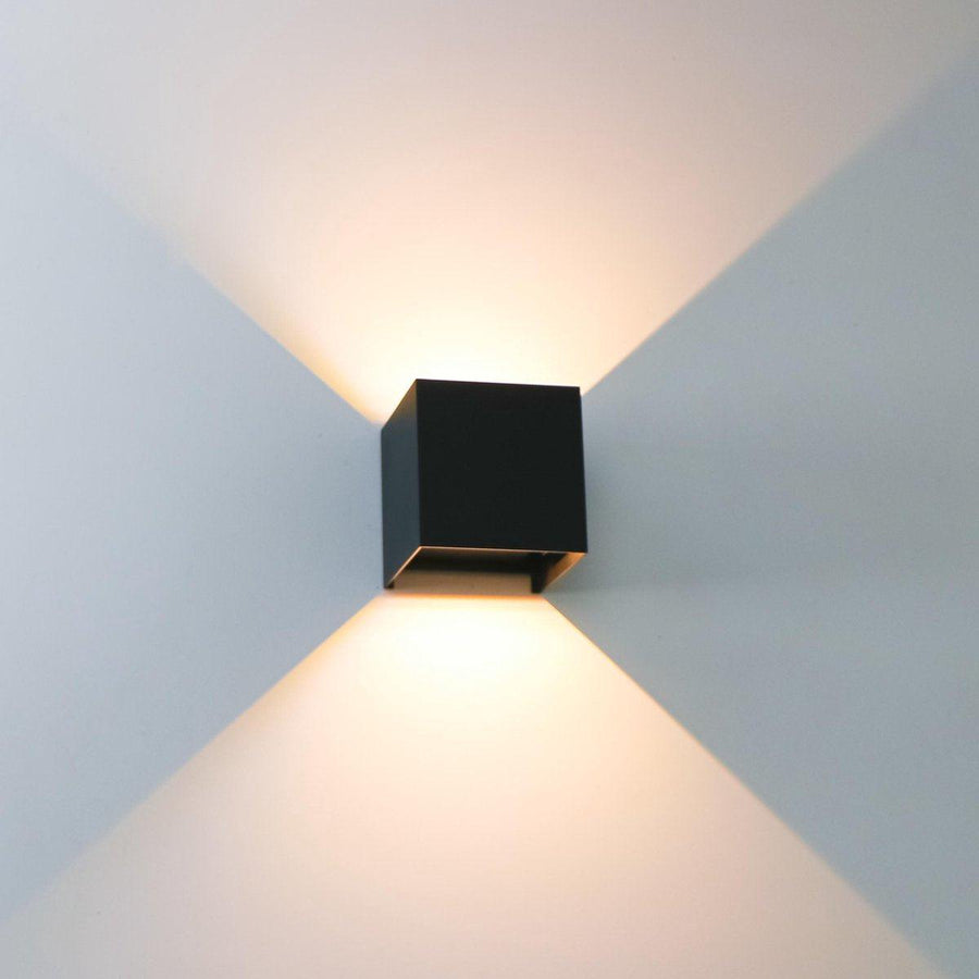 LED-Lichtwürfel-LED-Außenwandleuchte – Auf- und Abwärtslicht – IP65 – Schwarz - lidstore.shop