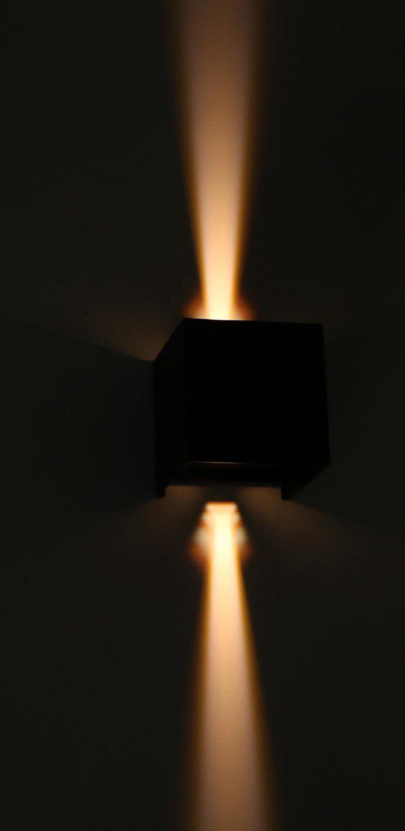 LED-Lichtwürfel-LED-Außenwandleuchte – Auf- und Abwärtslicht – IP65 – Schwarz - lidstore.shop