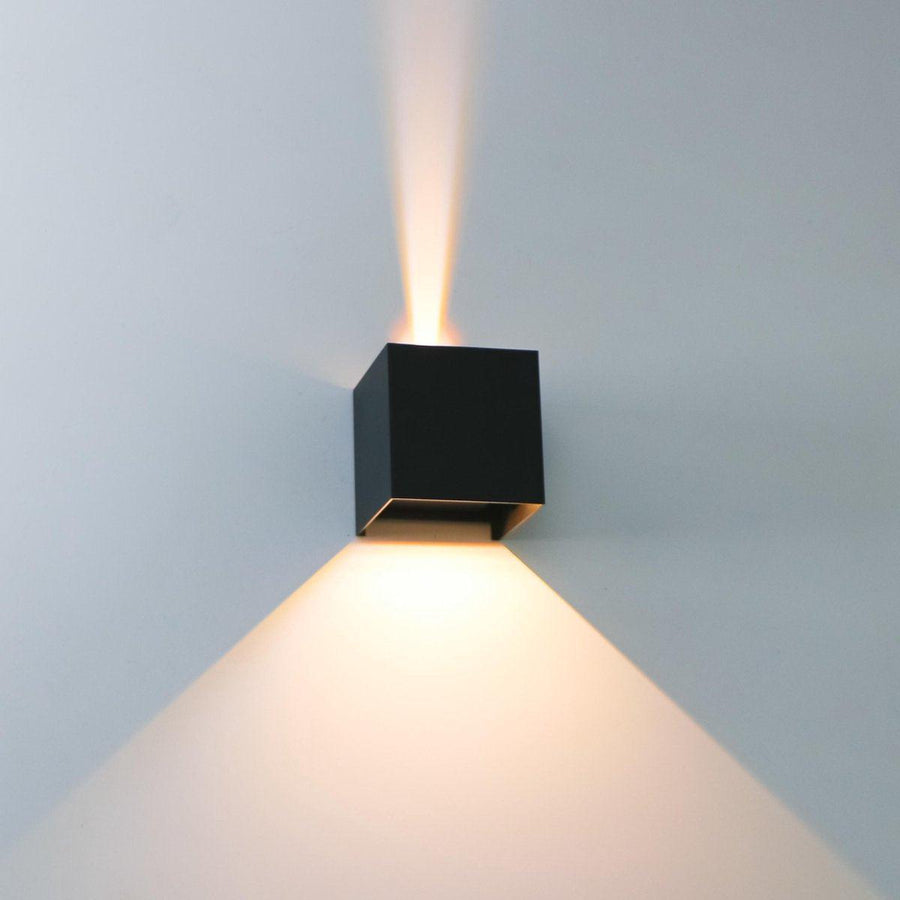 LED-Lichtwürfel-LED-Außenwandleuchte – Auf- und Abwärtslicht – IP65 – Schwarz - lidstore.shop