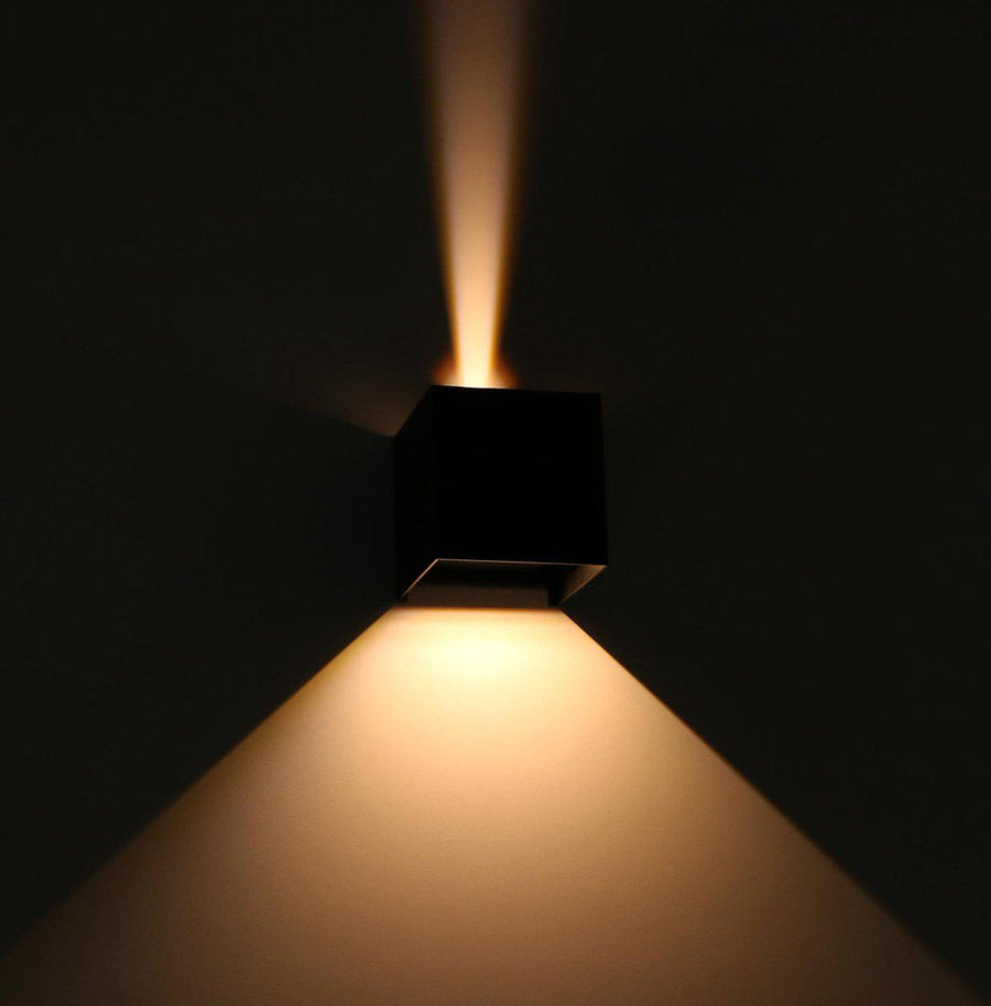 LED-Lichtwürfel-LED-Außenwandleuchte – Auf- und Abwärtslicht – IP65 – Schwarz - lidstore.shop