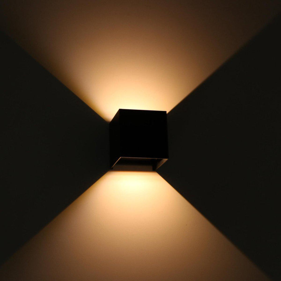 LED-Lichtwürfel-LED-Außenwandleuchte – Auf- und Abwärtslicht – IP65 – Schwarz - lidstore.shop
