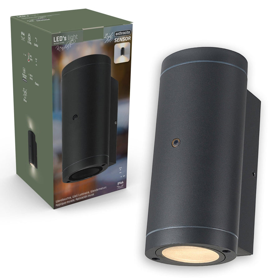 2 pack - LED's Light Up & Down LED Buitenlamp met sensor - IP44 waterdicht - GU10 fitting - Model Venezia - Antraciet Buitenlampen LED.nl