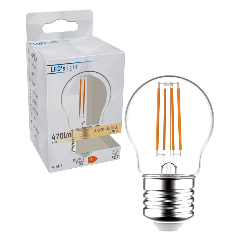 LED Lamp E27 - Clear glass - Warm white light - 470 lm - LED.nl