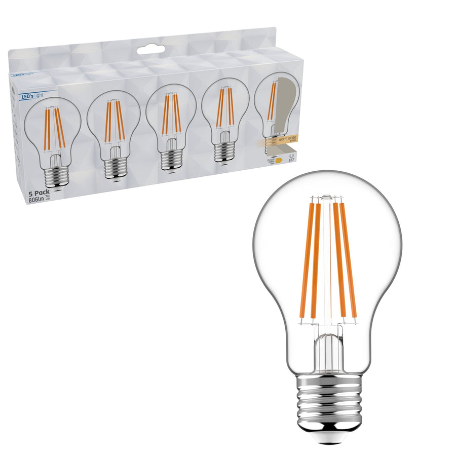 E27 LED Bulbs 806 lm - Classic design - Warm white light - 5PACK - LED.nl