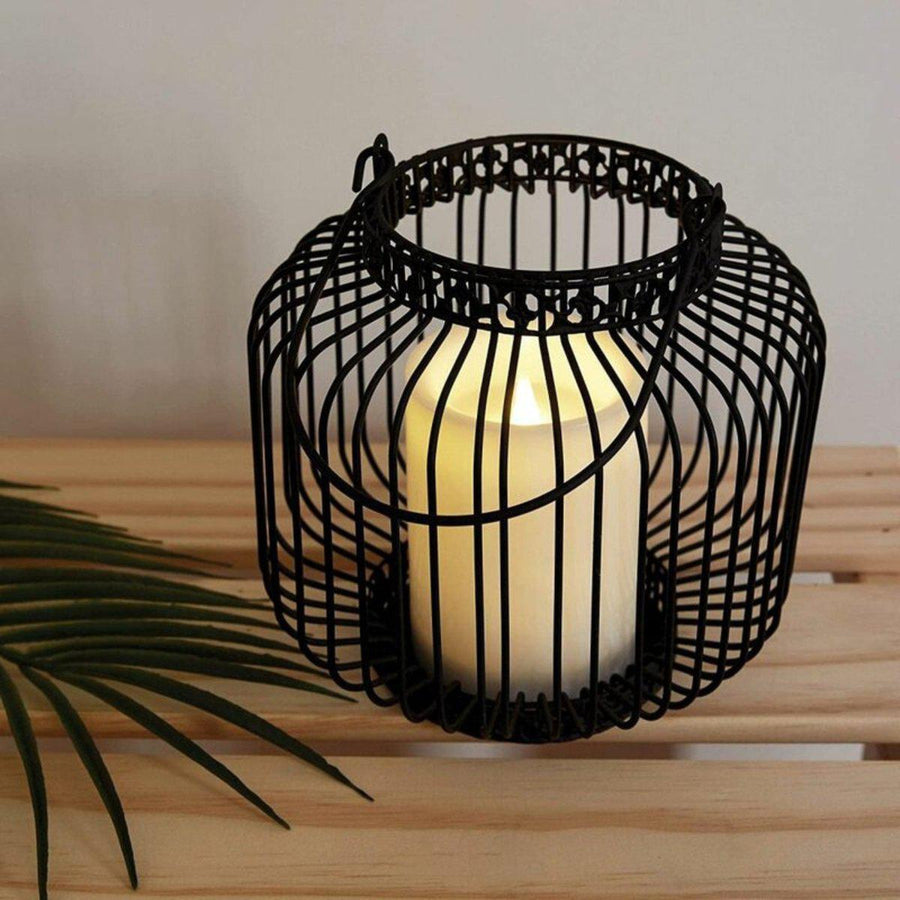 LED Lantern Basket with LED Candle for Indoor and Outdoor Use - Wireless on Batteries - Black - LED.nl
