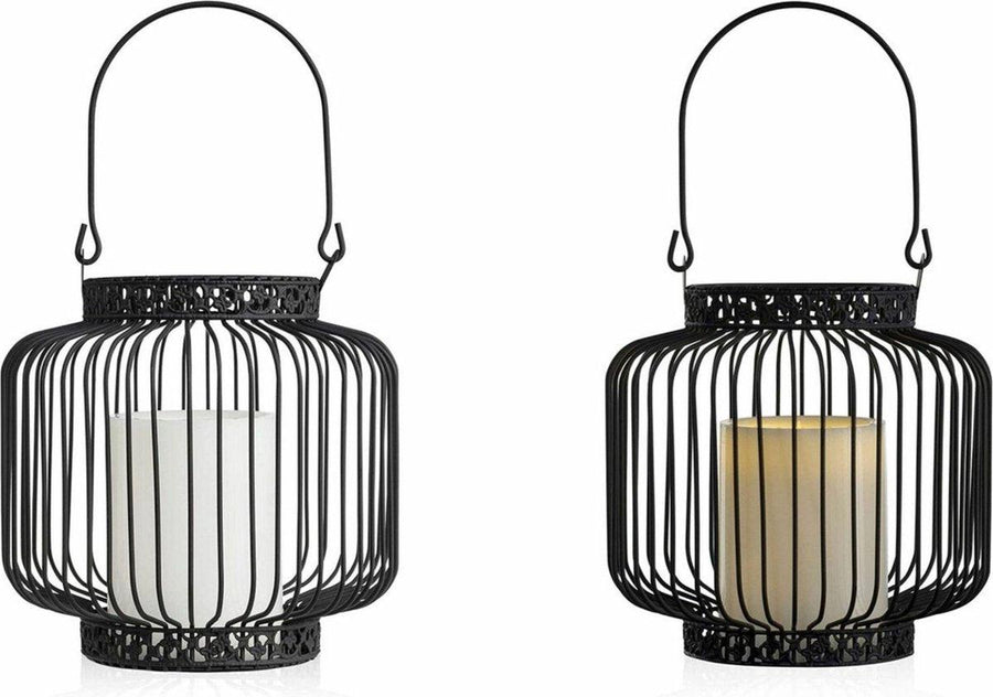 LED Lantern Basket with LED Candle for Indoor and Outdoor Use - Wireless on Batteries - Black - LED.nl