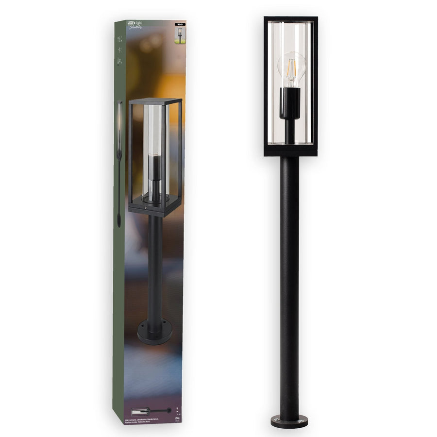 LED's Light LED Lantern Post Garden Lamp with Glass Panes - E27 Fitting - IP44 - 80 cm - Black - LED.nl